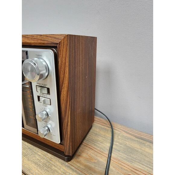 Vintage Sony ICF-9740W FM AM Table Radio Simulated Wood Cabinet Tested Works - Picture 5 of 14